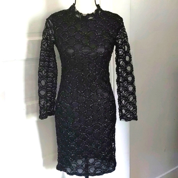 Vintage Dresses & Skirts - Vintage Shiny Opaque Party Dress, 90s prom vibes